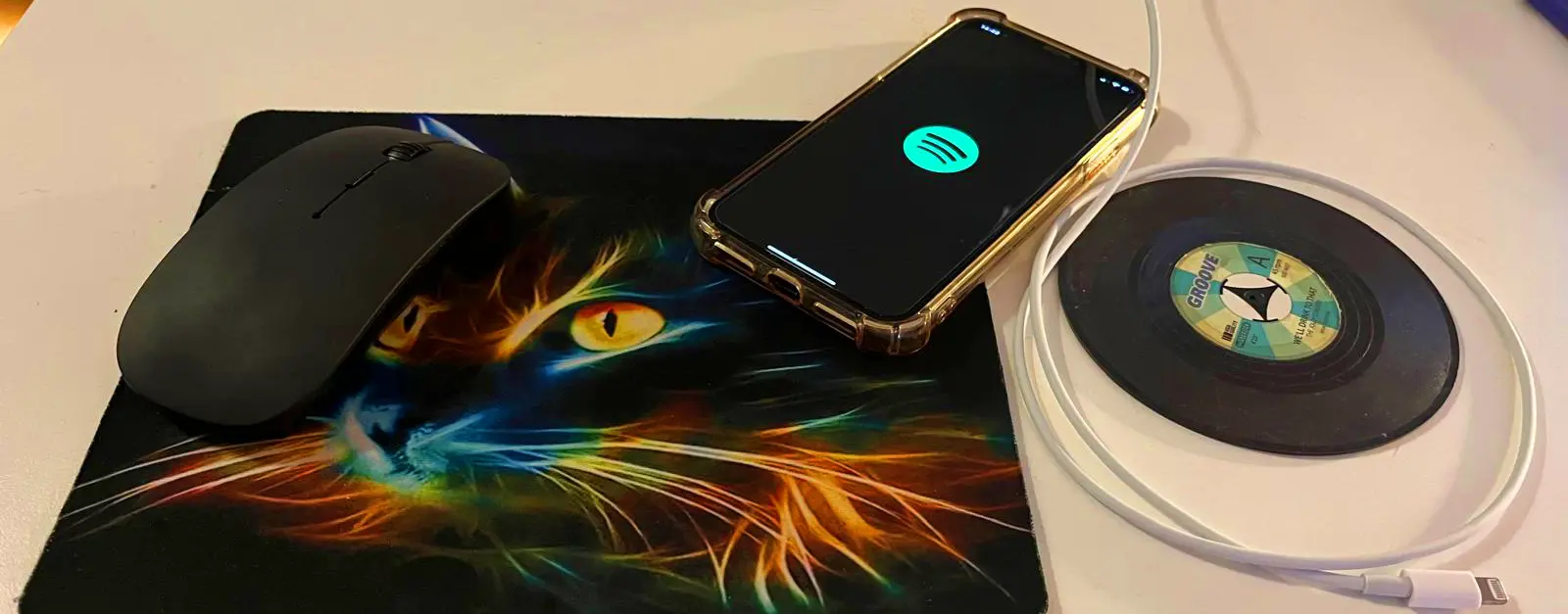 Phone showing Spotify on display